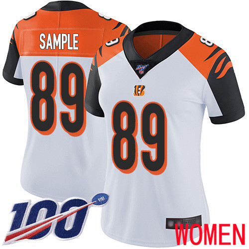 Cincinnati Bengals Limited White Women Drew Sample Road Jersey NFL Footballl #89 100th Season Vapor Untouchable->women nfl jersey->Women Jersey